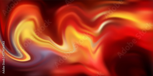 Abstract red and gold flowing lines background with smooth curves and glowing light effect.