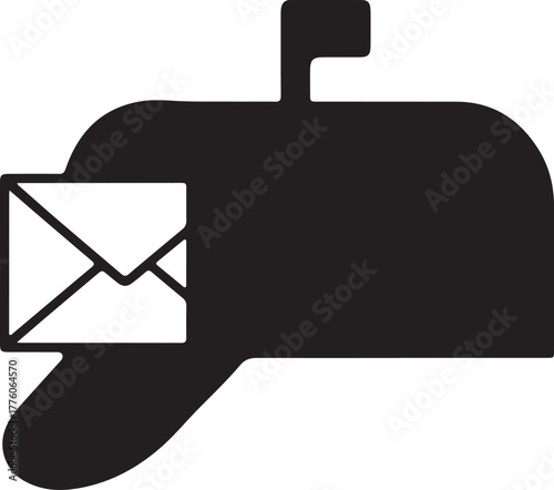 Mailbox with Mail Letter Inside Post Office Communication Isolated on Transparent Background