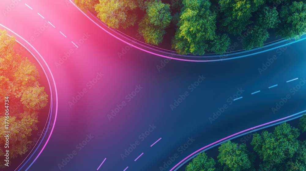 Fototapeta premium Infrastructure A bustling highway interchange with multiple lanes and traffic flowing smoothly.