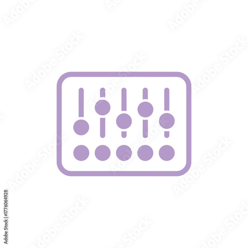 Light Purple Equalizer or Audio Mixer Panel Icon on White Background