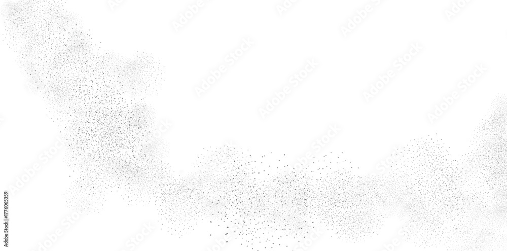 Naklejka premium Scattered grey dots forming cloud shapes on white background abstract black