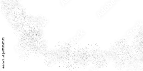 Scattered grey dots forming cloud shapes on white background abstract black