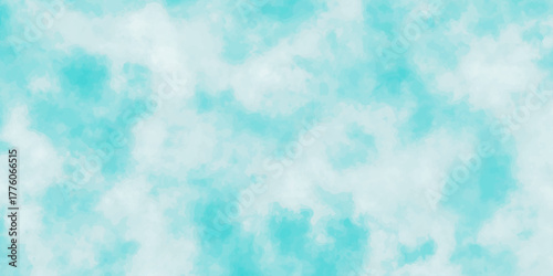 Bright blue sky with white fluffy clouds, a natural abstract background texture