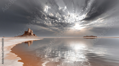 湖面に写る雲の幻想的な風景