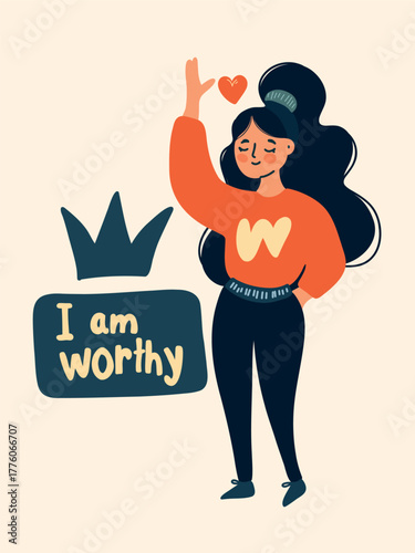 vector illustration i am worthy motivational poster