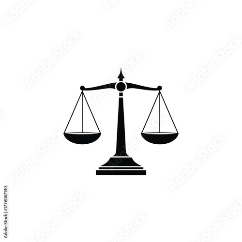 Silhouette Illustration of Justice Scales Symbolizing Legal Balance on a White Background
