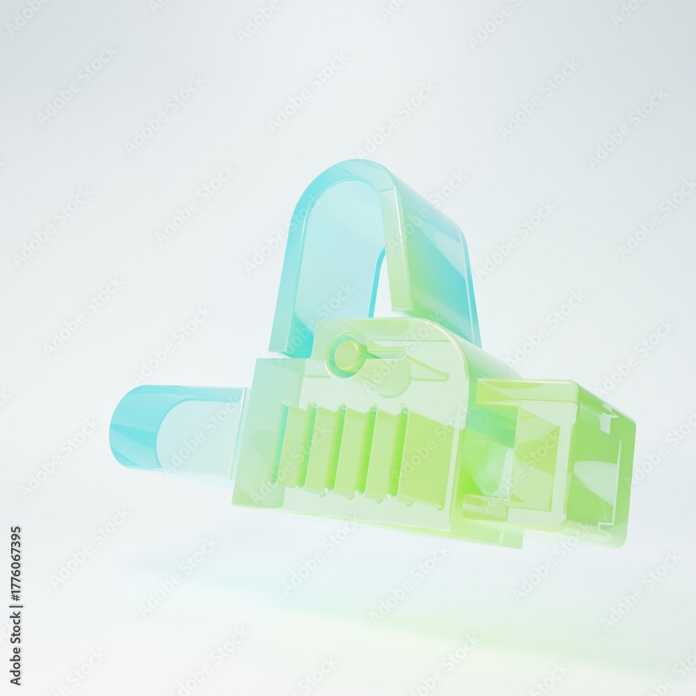 Fototapeta premium Frosted glass Chainsaw icon isolated on white background. Minimalism concept. 3D render illustration