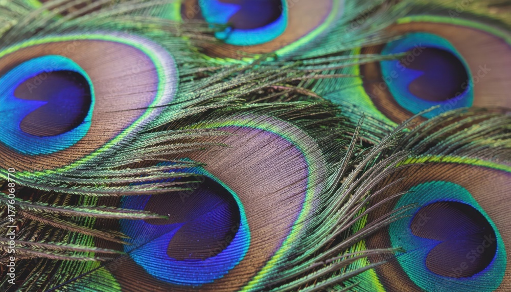 Fototapeta premium Close up Detailed Peacock Feather Pattern with Vibrant Color Combination