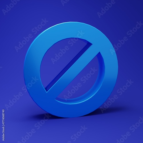 Free Download Blue Ban icon isolated on blue background. Stop symbol. Minimalism concept. 3D render illustration - GFXLoad