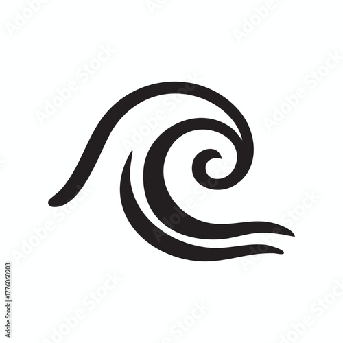 Silhouette of a water wave isolated on white background