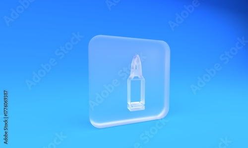 Frosted glass Bullet icon isolated on blue background. Square frosted glass button. 3D render illustration