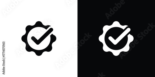 Approved Tick in Gear on Transparent Background, Guarantee Icon, Quality Assurance Seal