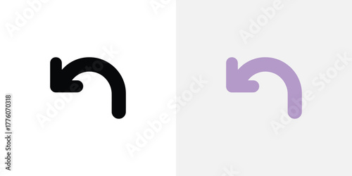 Back Arrow Icon Set Black and Lavender Rounded Arrows on White Backgrounds