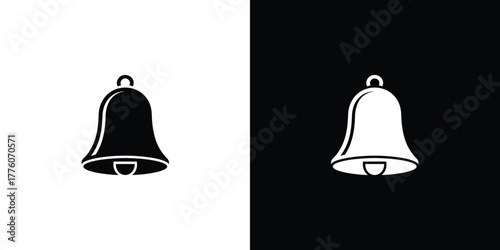 Black and White Bell Icon Illustration Two Bell Symbols on Contrasting Backgrounds