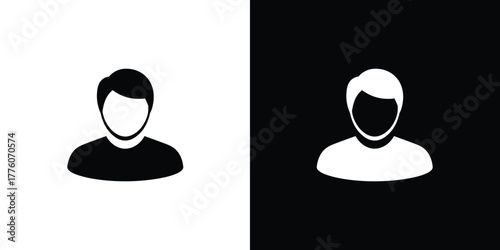 Black and White Avatar Icon Inverted Male User Silhouette on Contrasting Backgrounds Displayed