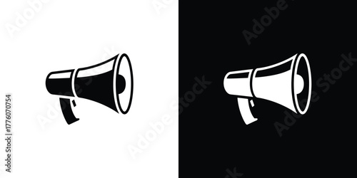 Black and White Bullhorn Contrast of a Loudspeaker Icon Design Element