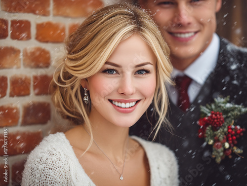 a Christmas bride and groom