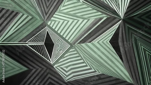 Abstract Textural Composition Utilizing Geometric Shapes Including Lines  Stripes  and Triangles in a Dark Monochromatic