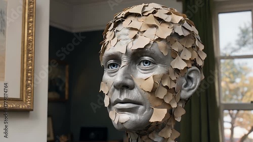 Symbolic 3D Illustration Depicting the Concept of Dementia and Memory Loss as a Human Head Composed of
