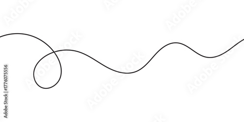 drawn curve line vector set. Abstract swirl and curve line. One continuous squiggle line. Curve wave seamless pattern. Swirl and wave Line, Vector illustration. 