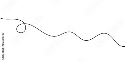 Thin wavy line pattern with flowing curves, Squiggle design for subtle. Flat vector illustration isolated on white background.