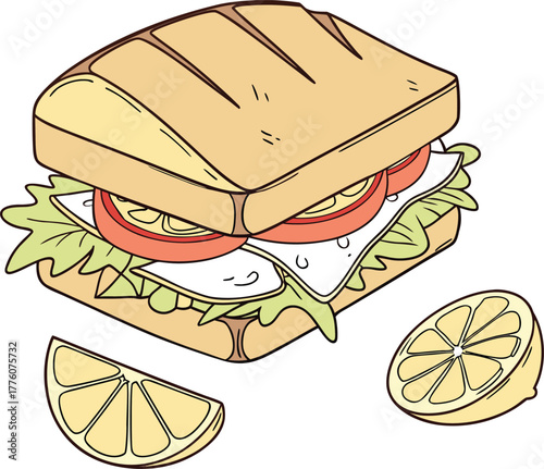  sandwich on white background 