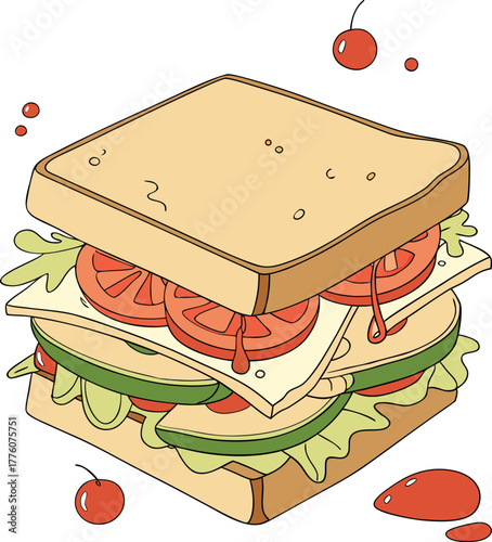  sandwich on white background 
