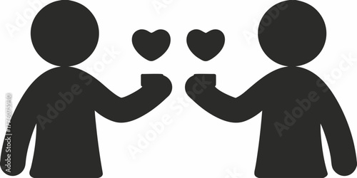 Expressing love and connection with heart symbols between two people, ideal for Valentine's Day marketing, relationship advice, or community outreach programs