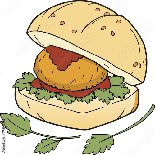 vada pav on white background