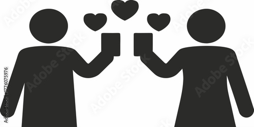 Celebrate with Love: Two Figures Toasting, Sharing Joy and Connection, Perfect for Valentine's Day, Anniversaries, or Special Occasions, Originally from Vector Art