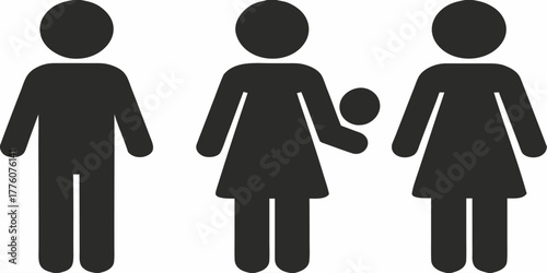 Family vector icon showing father, mother, and child in a modern simple style, great for family planning, parenting blog, or demographic data, clean and modern style