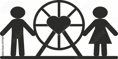 Sweetheart's Ferris wheel ride romance, a celebration of love, couple's joy, and happy memories, perfect for Valentine's Day and romantic occasions