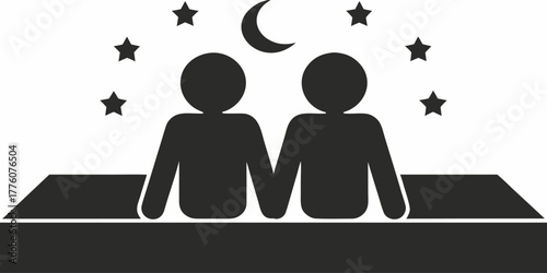 Romantic getaway under the stars: Couple relaxing in hot tub, enjoying peaceful moment together, perfect for travel, leisure, or relationship concepts