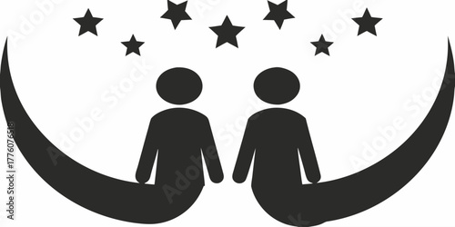 Celebrating Unity and Harmony: A Symbol of Connection, Hope, and Shared Dreams Under a Sky Full of Stars, Originally Designed as a Vector Graphic