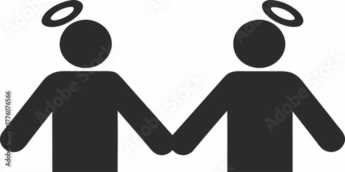 Two angelic figures holding hands, a symbol of friendship, love, and protection, originally a scalable graphic, ideal for spiritual or relationship themes