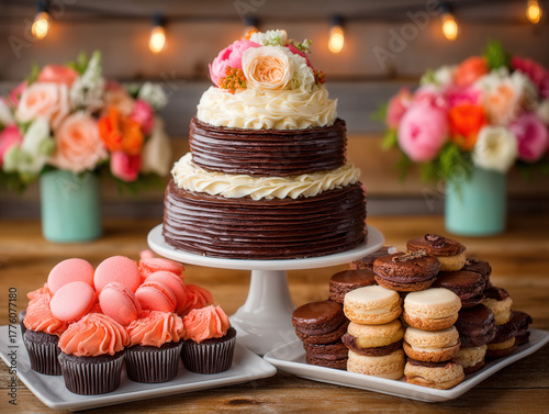 lavish wedding dessert table
