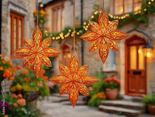 metal Christmas stars as de...