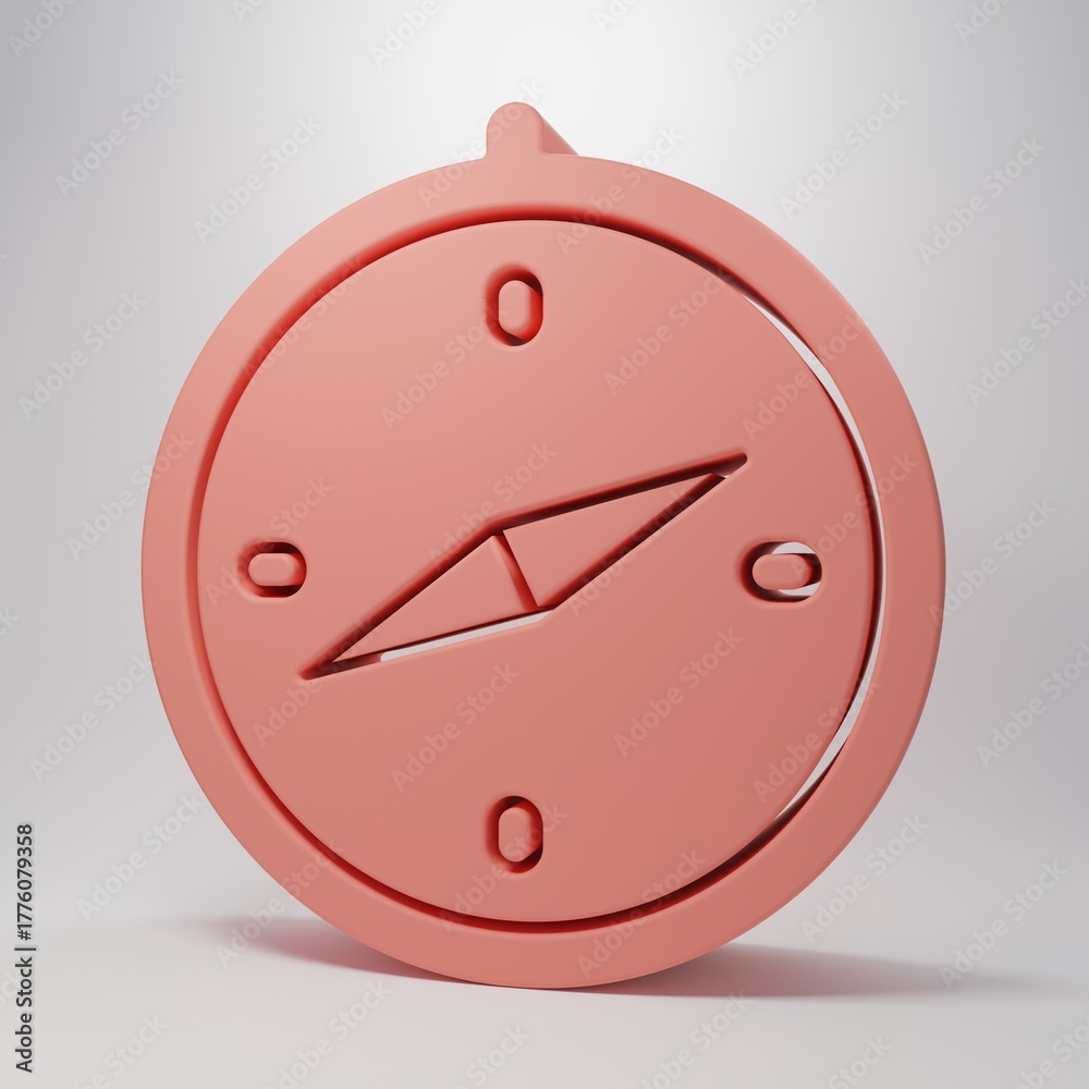 Obraz premium Pink Compass icon isolated on pink background. Windrose navigation symbol. Wind rose sign. Minimalism concept. 3D render illustration