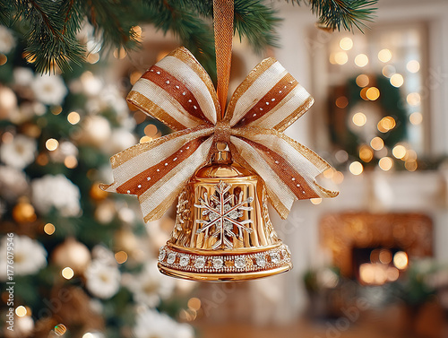 shiny gold Christmas bell