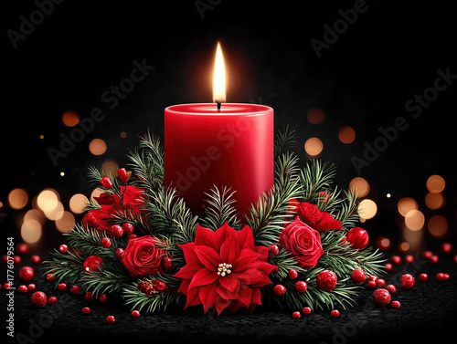 single Christmas candle bur...