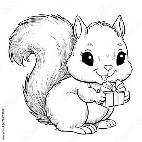 Cute Squirrel with Acorn Pr...