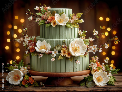 stunning green wedding cake