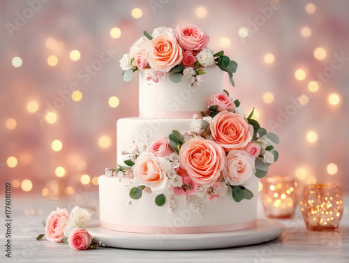 wedding cake on a white bac...