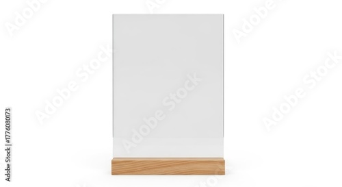 Simple Clear Acrylic Menu Card Holder with Wooden Base Tabletop Display