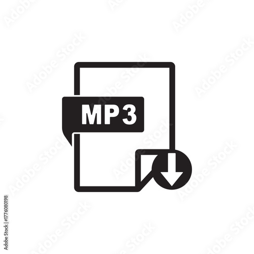 mp3 icon  - black vector icon