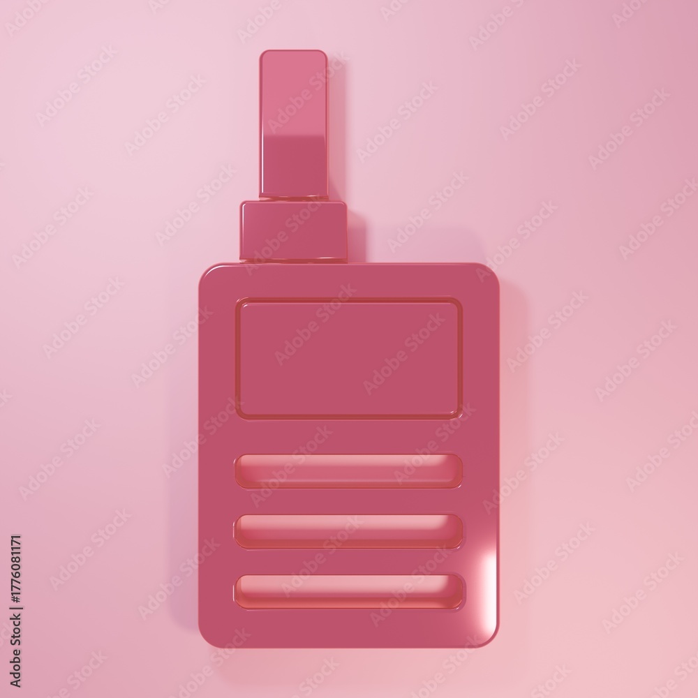 Obraz premium Pink Baby Monitor Walkie Talkie icon isolated on pink background. Minimalism concept. 3D render illustration