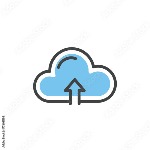 Cloud Upload Arrow Icon - Streamlined Digital File Transfer Illustration