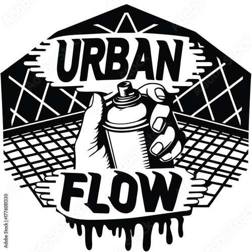 Graffiti Style Emblem with Hooded Man (T-Shirt Design)