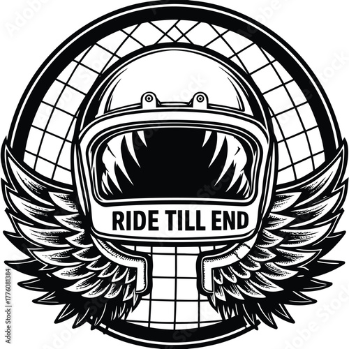 Vintage Motorcycle Logo for T-Shirt Print (Monochrome)