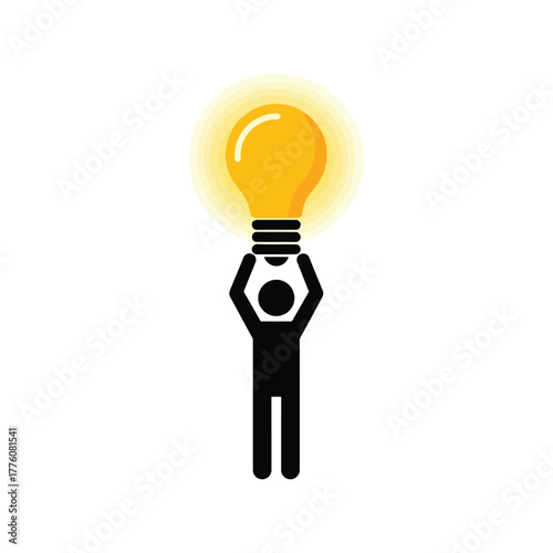 Person holding bright light bulb symbolizing idea innovation and creativity